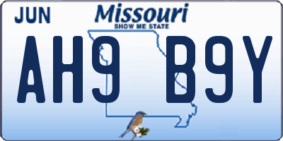 MO license plate AH9B9Y
