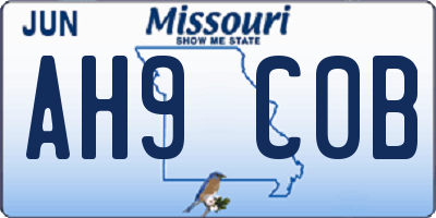 MO license plate AH9C0B
