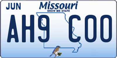MO license plate AH9C0O