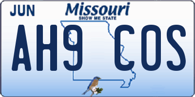 MO license plate AH9C0S