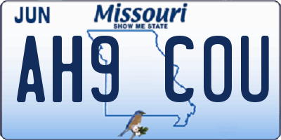 MO license plate AH9C0U