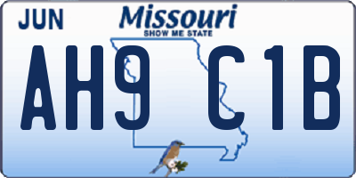 MO license plate AH9C1B