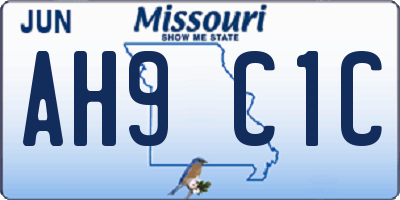 MO license plate AH9C1C