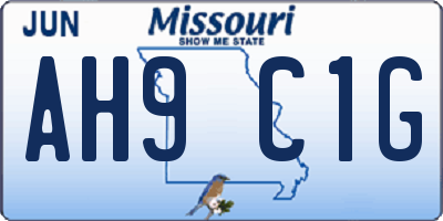 MO license plate AH9C1G