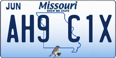 MO license plate AH9C1X