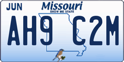 MO license plate AH9C2M