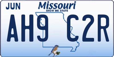MO license plate AH9C2R