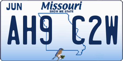 MO license plate AH9C2W