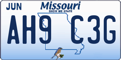 MO license plate AH9C3G