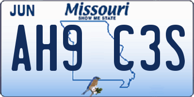 MO license plate AH9C3S