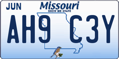 MO license plate AH9C3Y