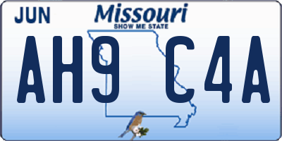 MO license plate AH9C4A