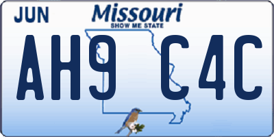 MO license plate AH9C4C