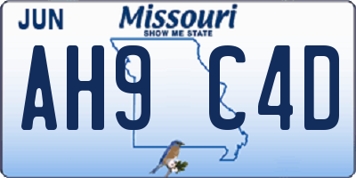 MO license plate AH9C4D