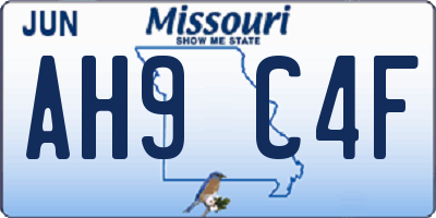 MO license plate AH9C4F