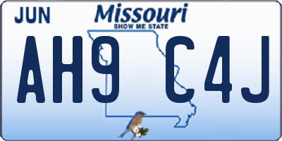MO license plate AH9C4J