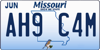 MO license plate AH9C4M