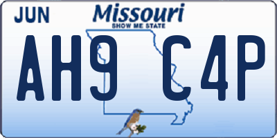 MO license plate AH9C4P