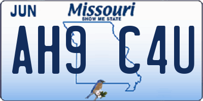 MO license plate AH9C4U