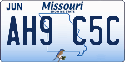 MO license plate AH9C5C