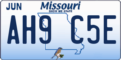 MO license plate AH9C5E