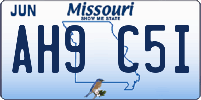 MO license plate AH9C5I