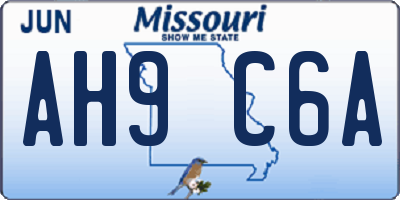 MO license plate AH9C6A