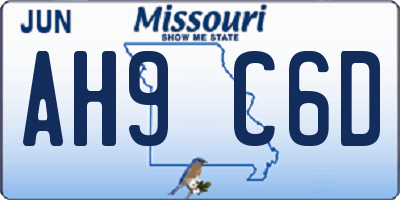 MO license plate AH9C6D