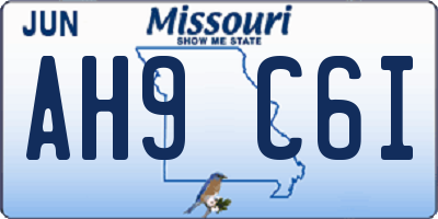MO license plate AH9C6I