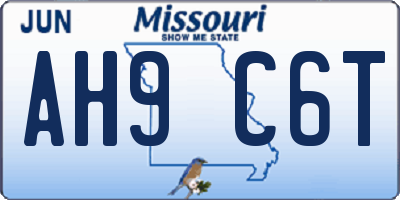 MO license plate AH9C6T