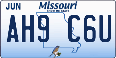 MO license plate AH9C6U