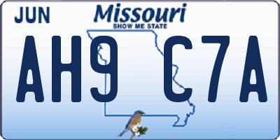 MO license plate AH9C7A