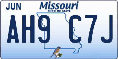 MO license plate AH9C7J