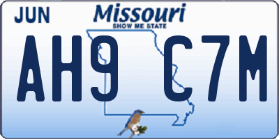 MO license plate AH9C7M