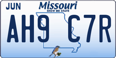 MO license plate AH9C7R