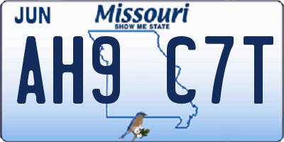 MO license plate AH9C7T