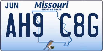 MO license plate AH9C8G