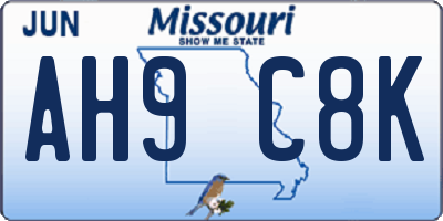 MO license plate AH9C8K