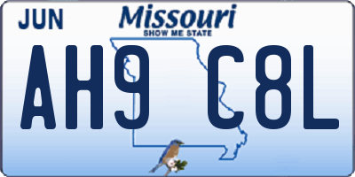 MO license plate AH9C8L