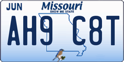 MO license plate AH9C8T