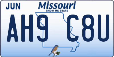 MO license plate AH9C8U