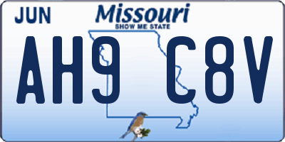 MO license plate AH9C8V