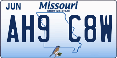 MO license plate AH9C8W