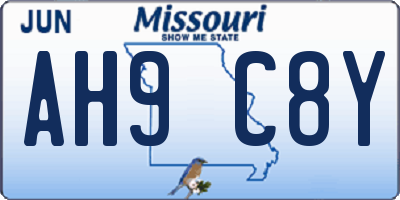 MO license plate AH9C8Y