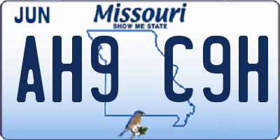 MO license plate AH9C9H