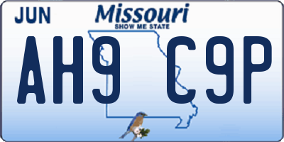 MO license plate AH9C9P