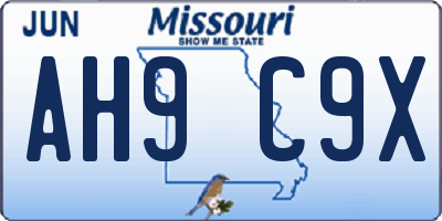 MO license plate AH9C9X