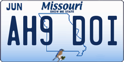 MO license plate AH9D0I
