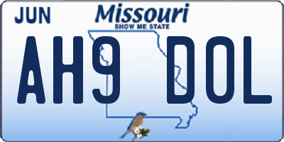 MO license plate AH9D0L