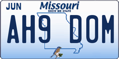 MO license plate AH9D0M